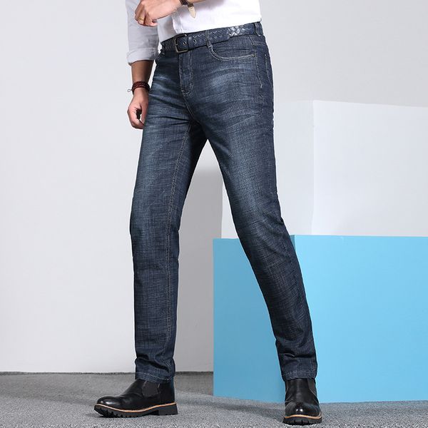 

2019 summer new style jeans men's thin trend straight-cut, Blue