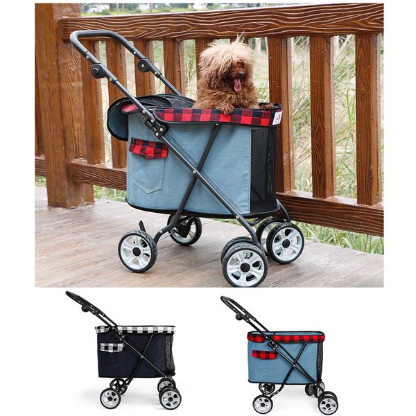 

dodopet перевозчик домашнее животное собака коляска складной pet перевозчик собака прогуливаясь тележки четыре колеса коляски