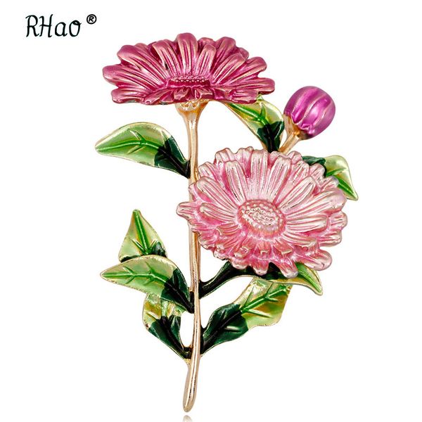 

rhao cute yellow daisy flower brooch pink purple sun flower brooch enamel pins for women men clothes corsage wedding gift, Gray