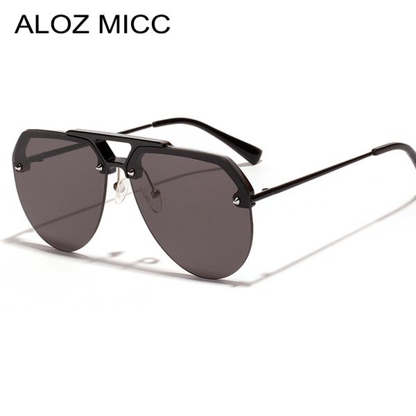 

мода женщины очки без оправы мужчины 2019 бренд дизайн негабаритных солнцезащитные очки женщины старинные оттенки очки очки q522, White;black