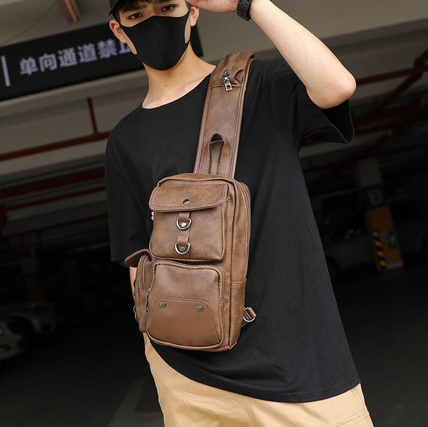 

Factory wholesale women handbag street trend leather Messenger bag outdoor travel leisure leather shoulder bag personalized buckle decor bag, Brown2(boutique box)