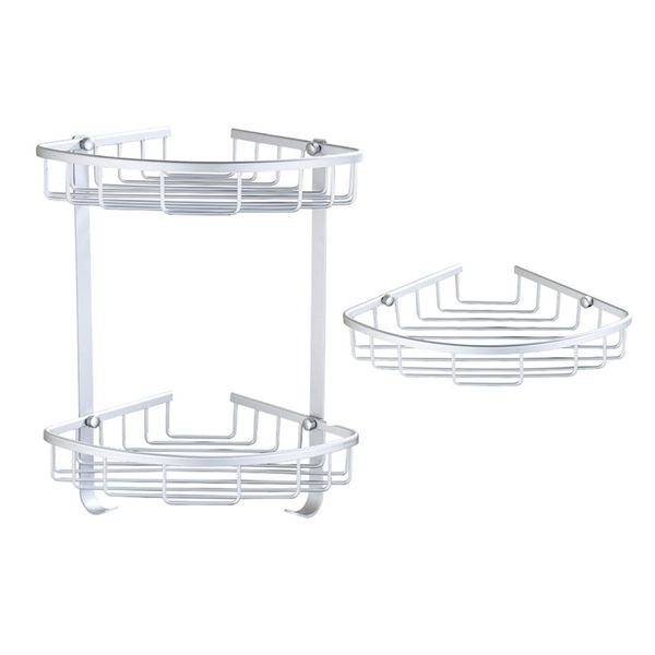 

shower caddy bathroom corner shelf storage basket holder decor aluminum storage etagere salle de bain murale repisa