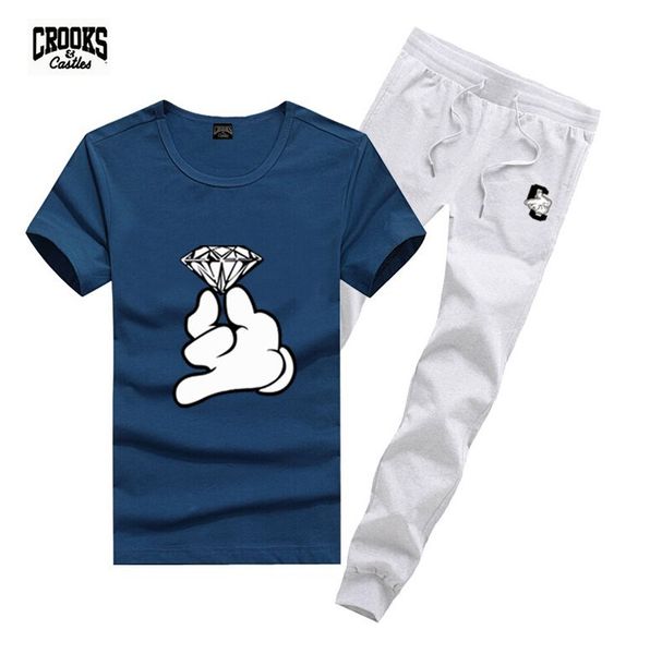 

m2432 s-5xl men's set cotton swag t shirts + long pants skateboard solid hip hop letter tracksuits, Gray