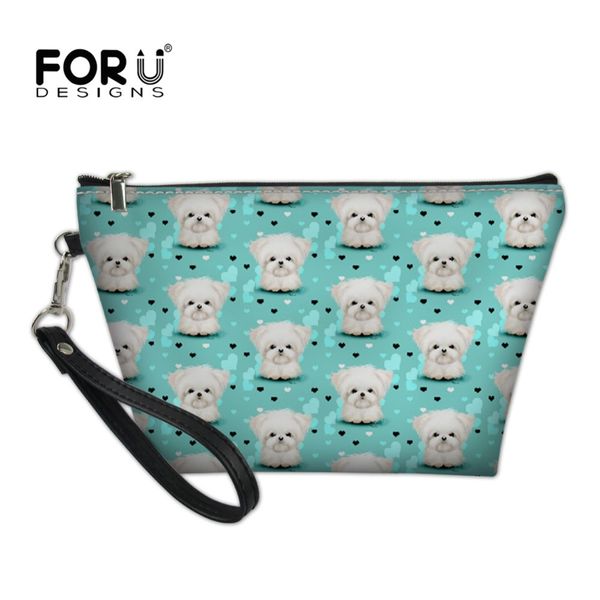 

forudesigns kawaii maltese florals printing women cosmetics bag make up bag travel organizer necessarie mini pouch vanity case
