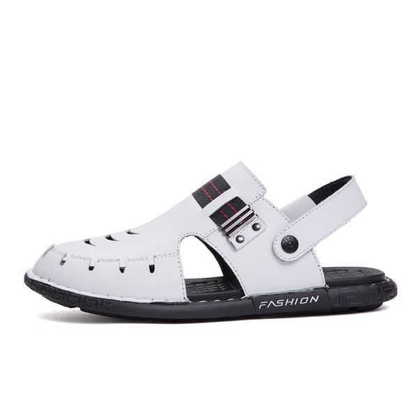 

sandals hombre para couro sandalhas handmade slip 39 roman sandale outdoor casual in 44 samool slippers luxury genuine holes breathable, Black