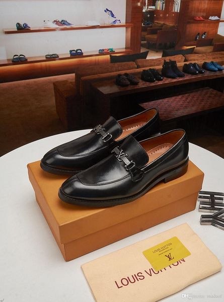 

19fw new fashion men dress shoes plus size men luxury brands ferragam formal wedding business leather loafers shoes men lisy1, Black