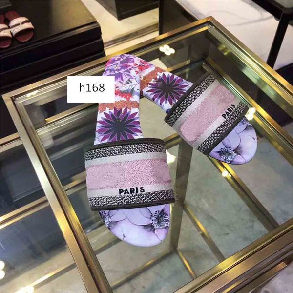 

fashion dazzle flowers women sandals designer slippers flip flops striped beach causal shoes embroidery sandal floral brocade slipper 4, Black