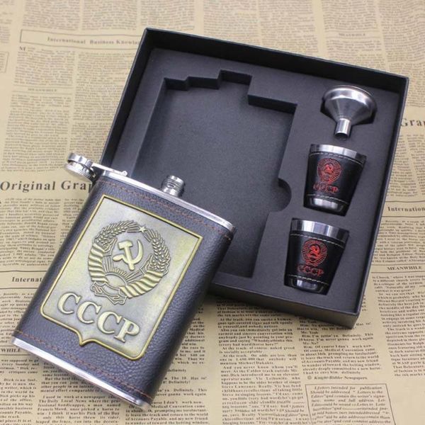 

luxury stainless steel alcohol hip flasks petaca whiskey wine bottle cups bottle 8 oz matara cccp engraving alcohol container kit