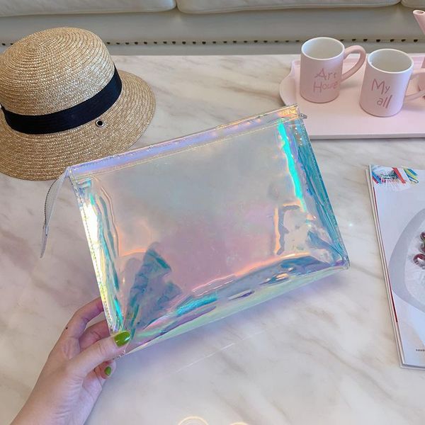 

dazzling colors clutch bags laser transparency pvc clutches designer fashion women handbags transparent wash bag brilliant colour purses bag