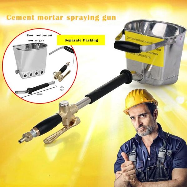 

spray gun for painting walls cement mortar sprayer stainless steel 4 spray holes sprayer hopper bucket gypsum gun