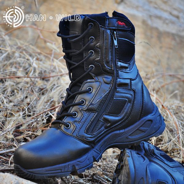 

man trekking outdoor shoes tactical mountain black waterproof leather boot men camping climbing hiking hunting boots