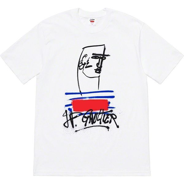 

19ss box logo x jean tee graffiti couple hip hop fashion men women street skateboard casual short sleeves tee summer, White;black