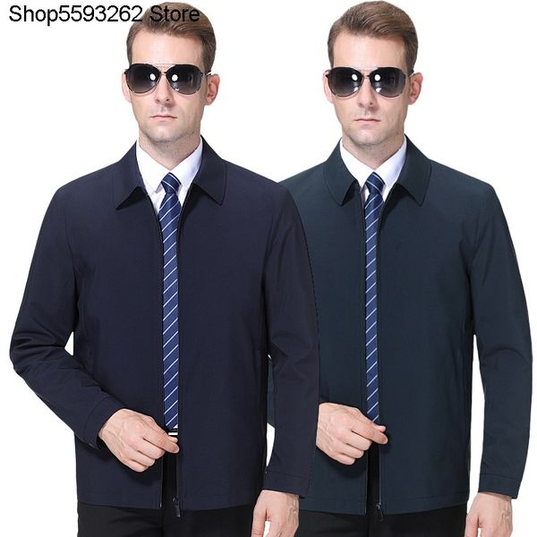 

men jacket lapel autumn leisure coat business leisure men's wear middle age jacket shirt, Black;brown