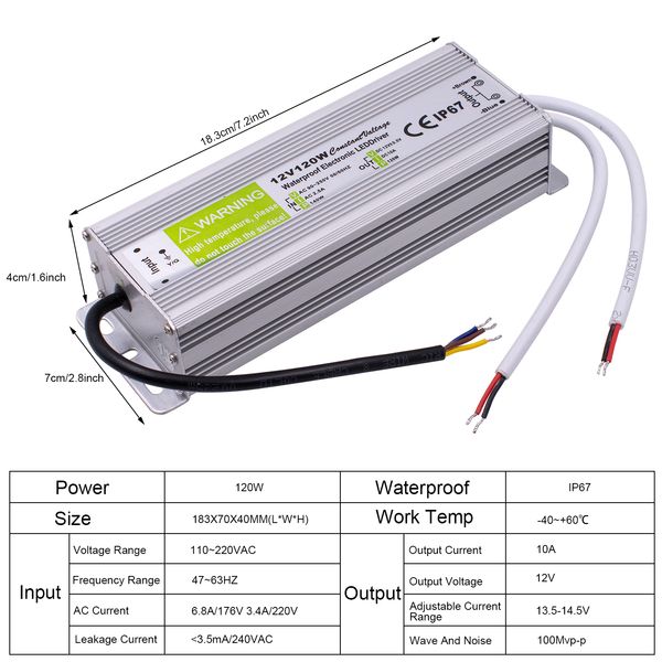 

waterproof switching power supply ac to dc 12v power adapter 10w 20w 30w 50w 60w 80w 100w 120w 150w outdoor power supply us stock