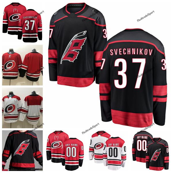 2019 mens carolina hurricanes andrei svechnikov hockey jerseys new black #37 andrei svechnikov stitched jerseys customize name, Black;red