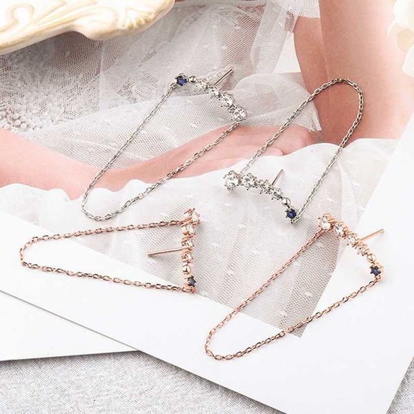 

south korean tv star designs star earrings blue zircon crystal earrings sterling silver fashion party accessories, Golden;silver