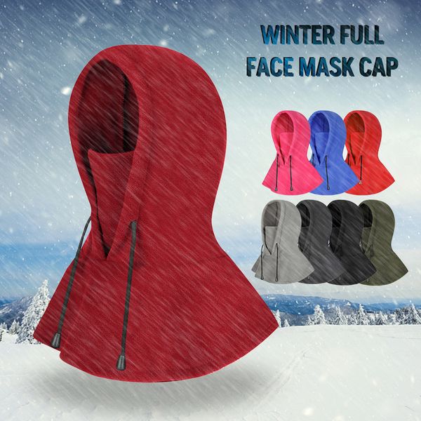 

windproof face mask thermal fleece cap winter sports skiing motorcycle balaclava face mask cap for outdoor activities, Black