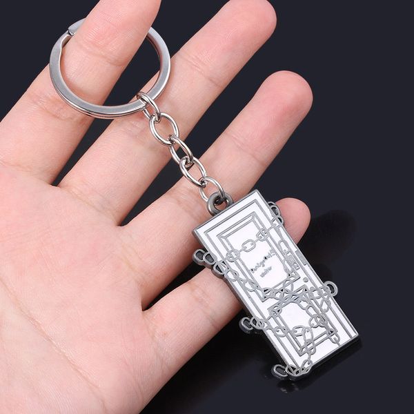 

игра silent hill 2 брелока link chain square брелка для женщин мужчин автомобилей keyring ключевых держателя ювелирных изделий, Silver