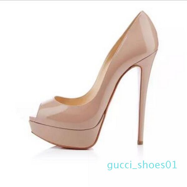 

classic red bottom high heels platform shoe pumps nude/black patent leather peep-toe women dress shoes size 34-45 01g