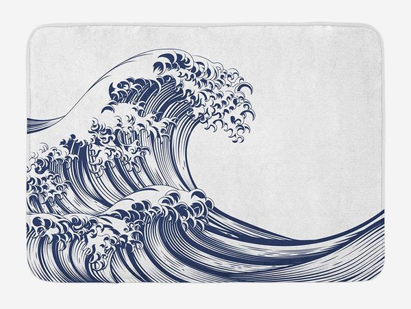 

japanese wave doormat oriental vintage great wave monochrome kanagawa inspired antique art home decoration door floor mat rugs