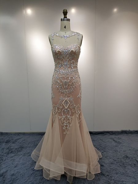 

real ps elegant sweetheart mermaid long tulle champagne prom dresses floor length custom made illusion back formal gowns for women, Black