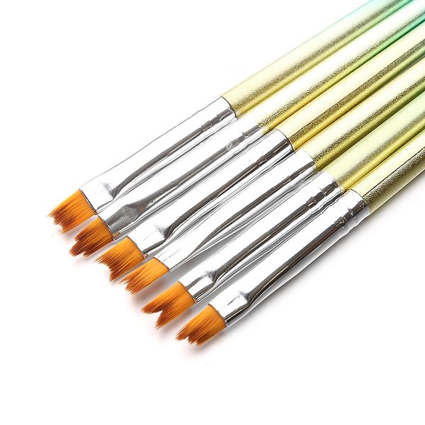 

6 pcs nail art brush set flower painting drawing pen brushes nail manicure gradient color pen v9-drop, Yellow