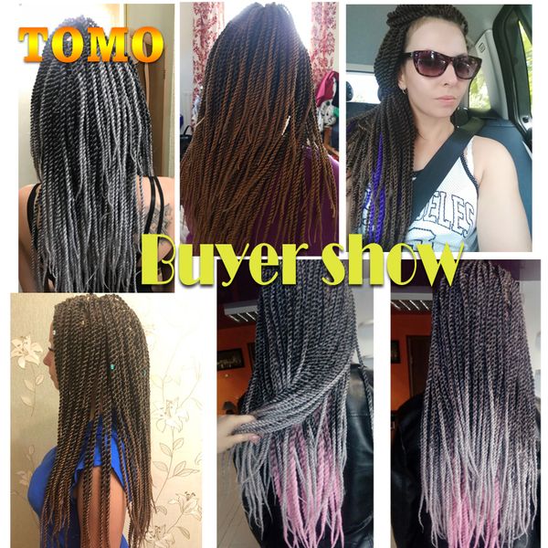 2020 Tomo Senegalese Twist Braid Ombre Mixed Black Grey Brown