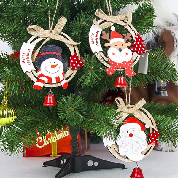 

christmas wreath plastic christmas home decor for santa snowman grand tree gift xmas ornament pendant navidad 12*10cm