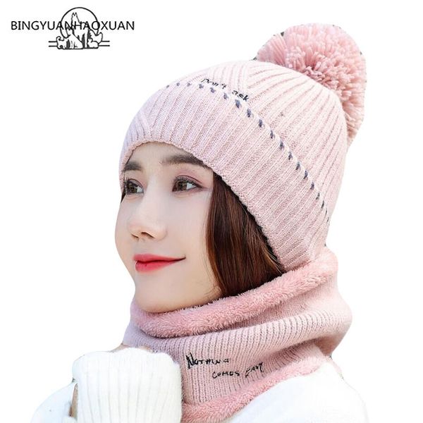 

2019 winter knitted beanies hats women warm thick letter knitted beanie bonnet beanie skullies hat female outdoor cap and scarf, Blue;gray
