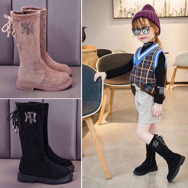 

зимние девушки boots 2019 мода детской обуви little big kids девочка теплый снег boots принцесса flock mid-теленок мартин загрузка для девоч, Black;grey