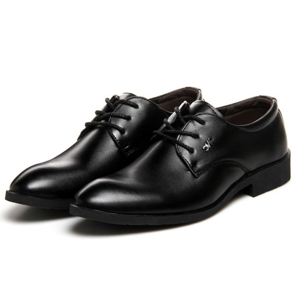 

mazefeng 2020 men dress shoes men formal shoes leather fashion groom wedding oxford dress plus size 38-44, Black