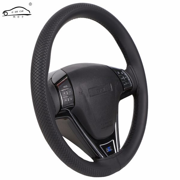 

o shi car 15"/38cm universal microfiber leather car steering wheel cover /anti-slip braid stitch on wrap for / truck / suv