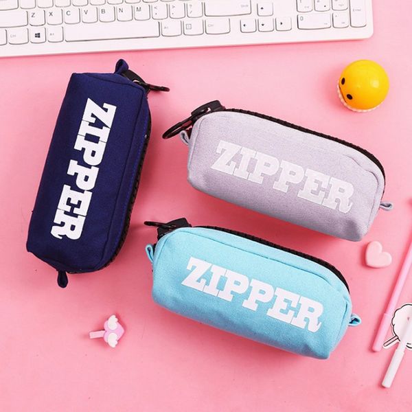 

zipper pen bag large capacity simple canvas pencil case pencil cases for girls teenagers case storage bag