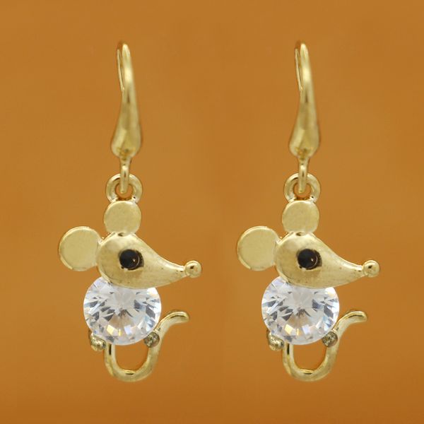

fashion new earrings creative animal cute mouse zircon earrings, Silver