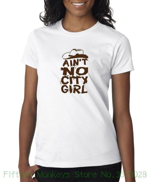 

women's tee ain't no city girl cowgirl cowboys country music ladies t-shirt s - 2xl tshirt harajuku gift, White
