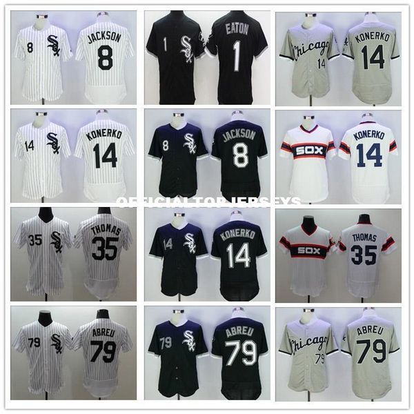 

#1 adam eaton 8 bo jackson 14 paul konerko 35 thomas 79 jose abreu jersey new color white size m-xxxl, Black;blue