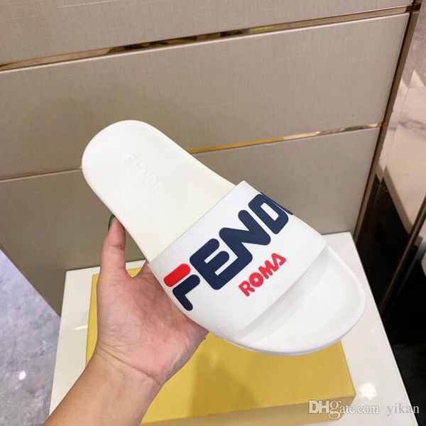 

real leather women slides fashio sandals for men causal summer flip flops slippers shoes for man ladies with box 35-45, Black