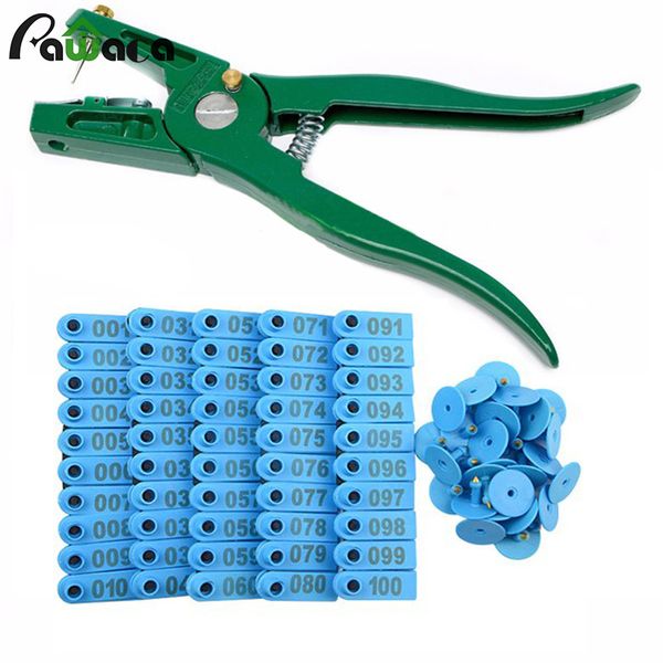 

1pcs green livestock ear tag pliers 200pcs number for cattle pig goat animal control device ear thorn tongs identification tool