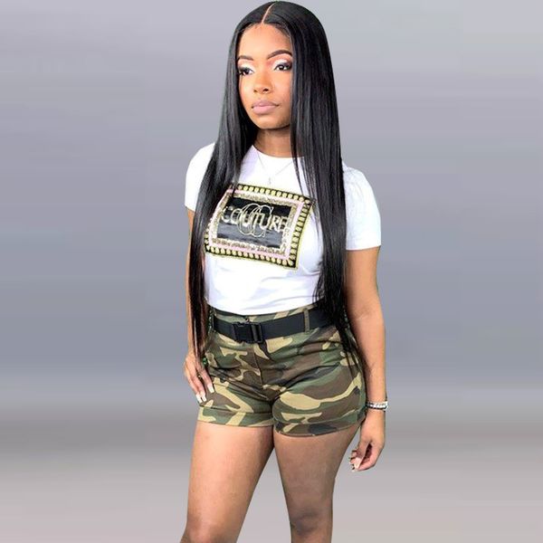 

felyn 2020 new design two pieces tracksuits women set camouflage white t-shirt and shorts summer sports suits
