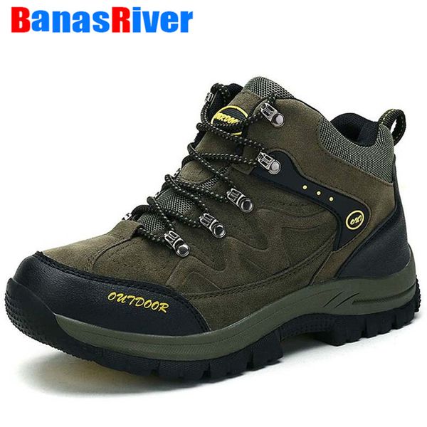 

2020 new men boots autumn winter warm plush snow casual fashion shoes outdoor mountain footwear sneakers size 39-48, Black