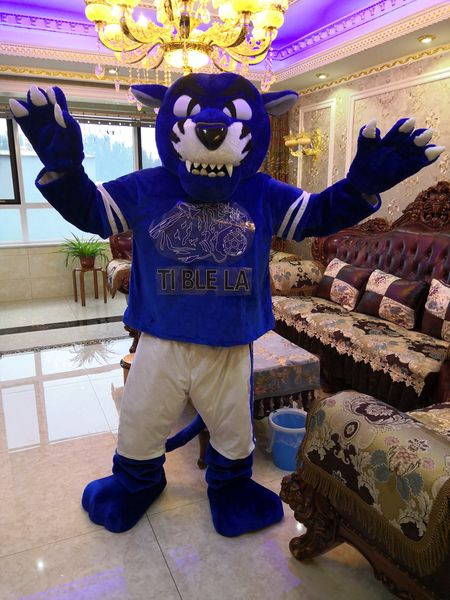 

real pictures blue leopard blue cougar mascot costume size ing, Red;yellow