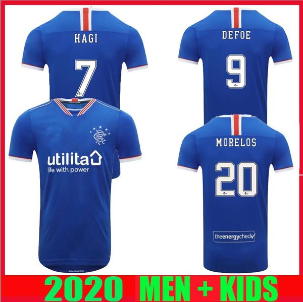 

new 20 21 glasgow rangers fc soccer jerseys home 2020 2021 defoe hagi morelos tavernier rangers kent football shirts quality maillot de foot, Black;yellow