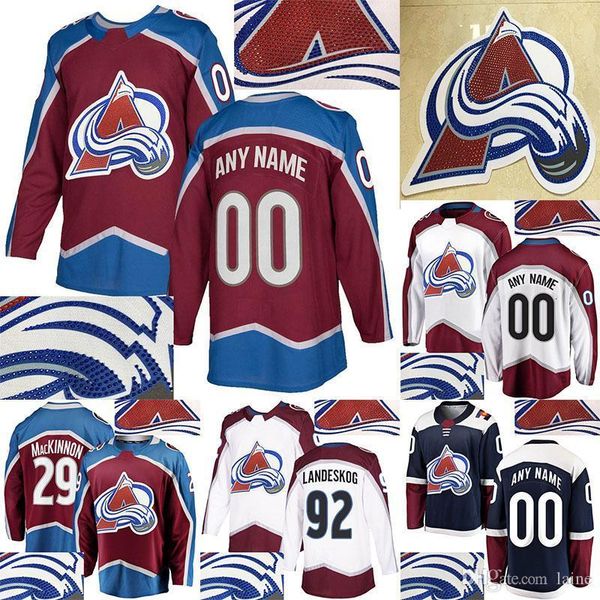 

colorado avalanche drilling 92 gabriel landeskog 29 nathan mackinnon 31 philipp grubauer customize any number any name hockey jerseys, Black;red