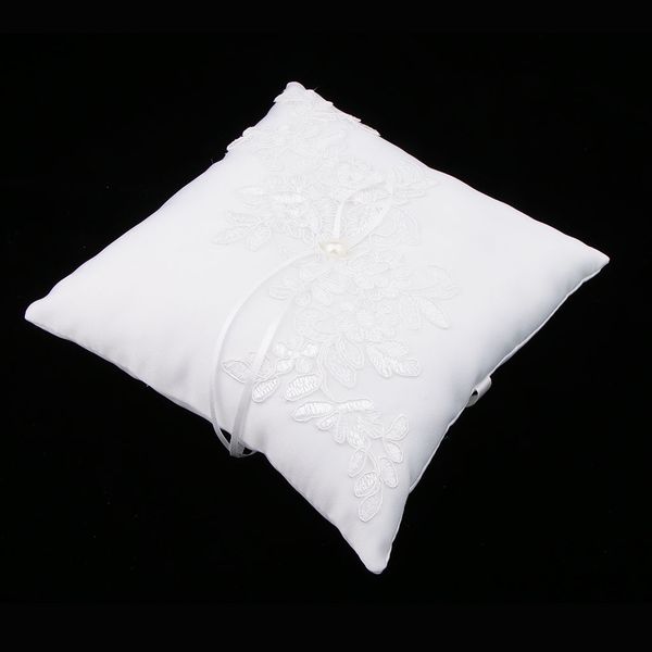 

romantic wedding bridal ring pillow satin lace flower applique ring cushion party accessories