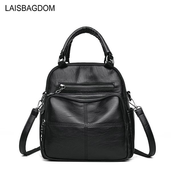 

new fashion woman backpack leather pu multifunction female backpack shoulder school bags for teenage girls