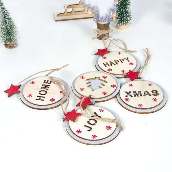 

5pcs wooden christmas window decorations wooden christmas tree ornaments household 2019 new arrivals selling dropshipping
