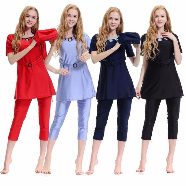 

maxi middle east ethnic swimsuit blouse+cropped leggings+cap hijab ladies girls modest muslimah swimwear bikini bikini muslim