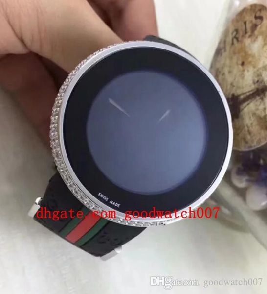 

new factory mens mens digital quartz diamond bezel 44mm black rubber band watch ya114208 wrist watches men's watches, Slivery;brown