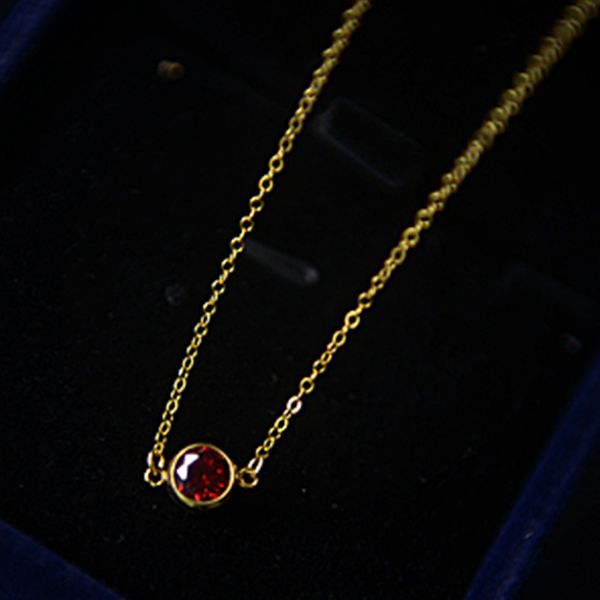 

new fashion women necklace 14k gold red garnet necklace roman long jewelry lady wedding engagement jewelry, Silver
