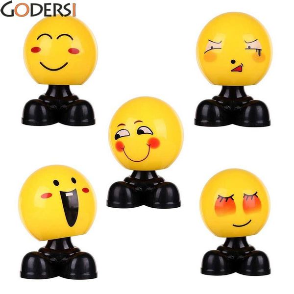 

car ornaments nod doll cute cartoon expression auto shaking head toys funny emoji swinging head robot lovely car dashboard decor